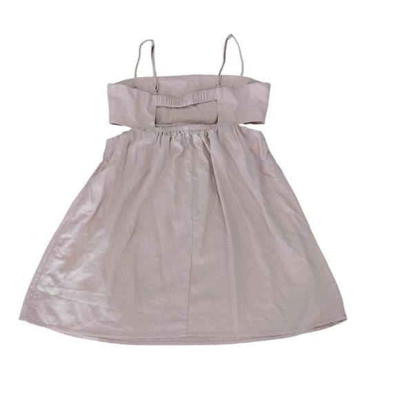 Love Tree Blush Pink Linen Midriff Cutout Slip Mini Dress Size L - Picture 2 of 3